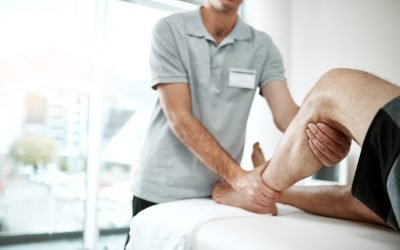 Calf,,Man,Or,Physiotherapist,With,Leg,Rehabilitation,In,Office,For