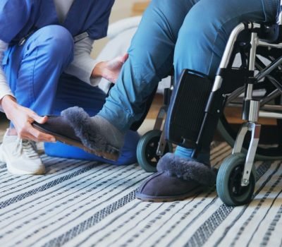 Hands,,Nurse,Or,Shoes,With,Wheelchair,For,Support,,Elderly,Care